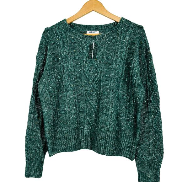NEW! Old Navy Cable Knit Fuzzy Sweater Grandma Green Casual Knit - XS - Picture 1 of 5
